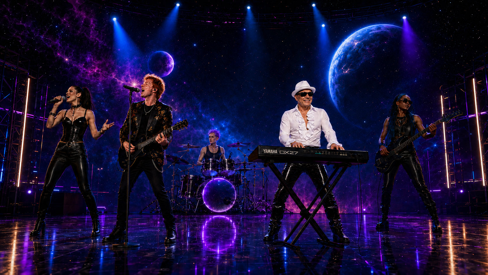 Smiling Universe 51 keyboardist performing with Zachary and the cosmic band
